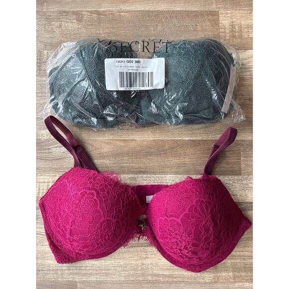 NWT Women's Victoria Secret Dream Angels Lace Push Up Bra Bundle size 38D - Picture 1 of 4
